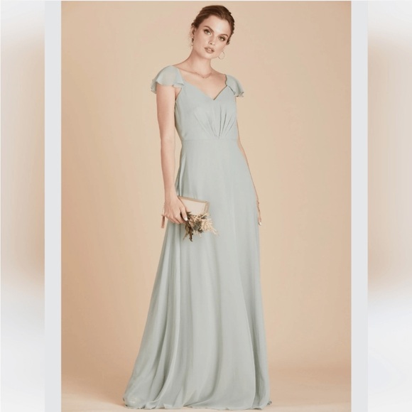 Birdy Grey Kae Bridesmaid Dress in Sage Chiffon Size Small - Picture 1 of 7
